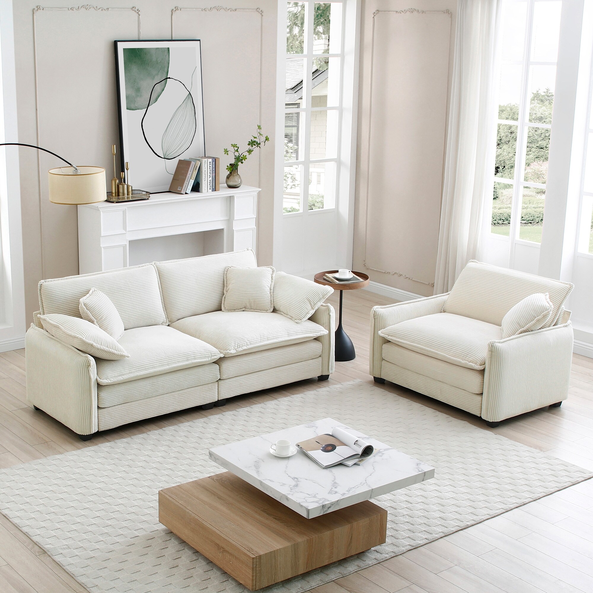 2+1Seater Flexible Combinations Sofa Set with Removable Armrests